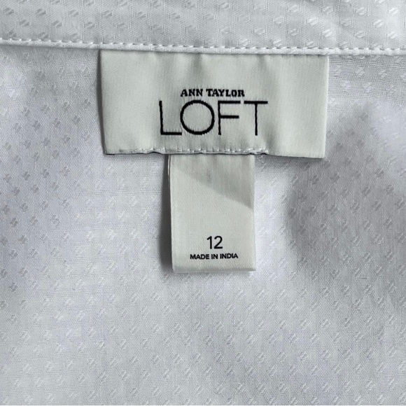Ann Taylor LOFT White Cotton Long Sleeve Wrap Blouse Size 12 - Picture 7 of 7